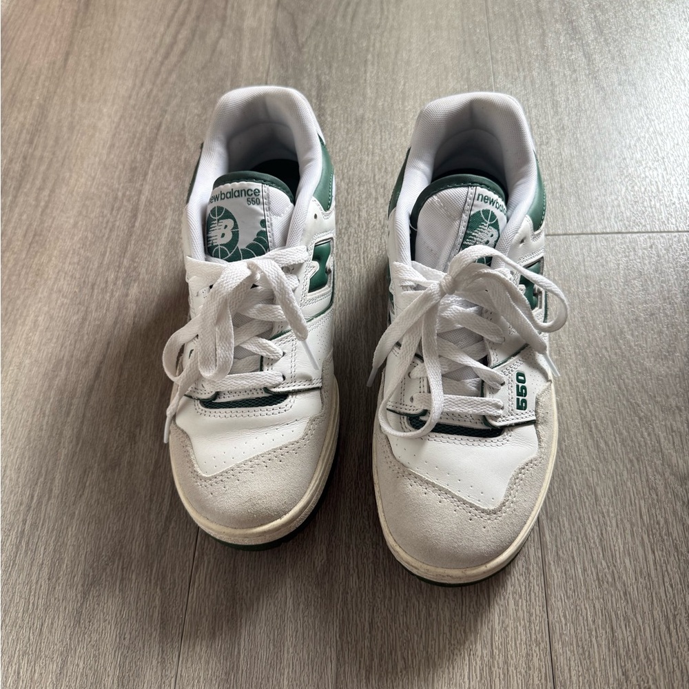 New Balance White and Green Sneakers